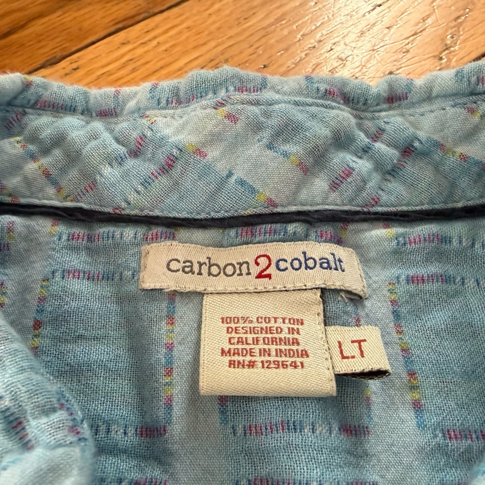 Carbon 2 Cobalt Light Blue Long Sleeve Button Up Collared Shirt Men’s Size LT - Picture 6 of 13